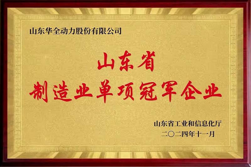 山東省制造業(yè)單項冠軍企業(yè)